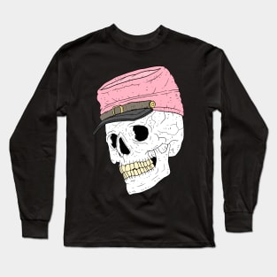 a skull with a pink civil war cap. Long Sleeve T-Shirt